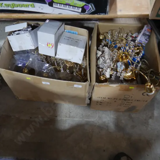 Two boxes of chandeliers etc