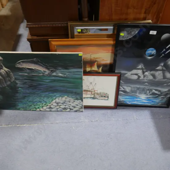 Assorted art and mirror