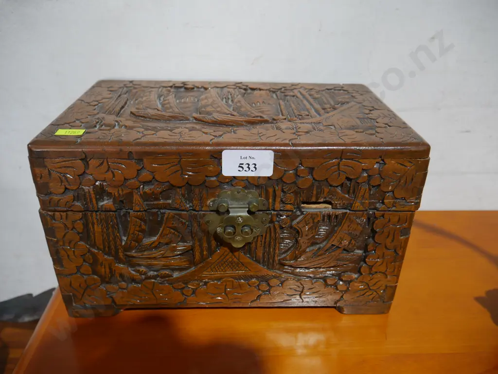 Hand carved wood box Image 1++