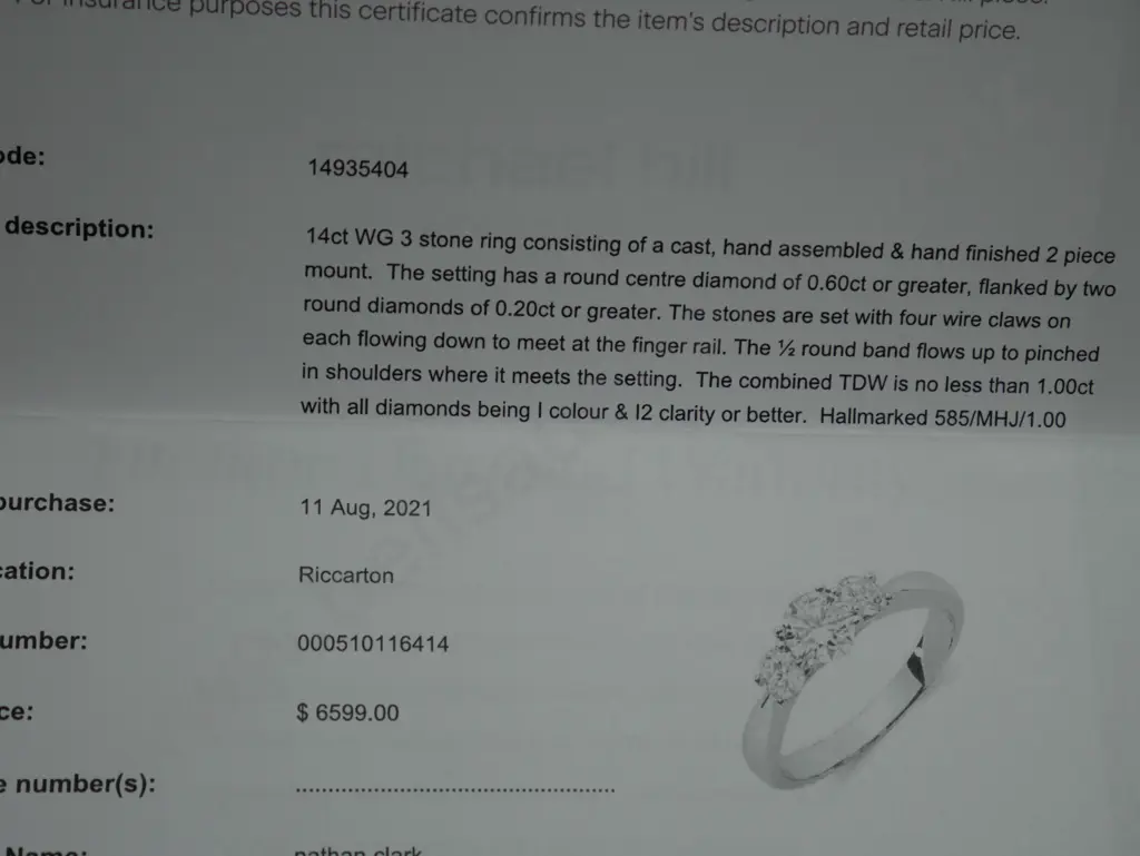 14ct diamond ring, retail price $6599 Image 1++