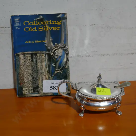 Sterling silver mustard pot and small book