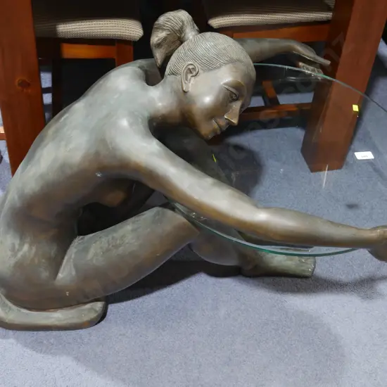 Metal nude lady coffee table