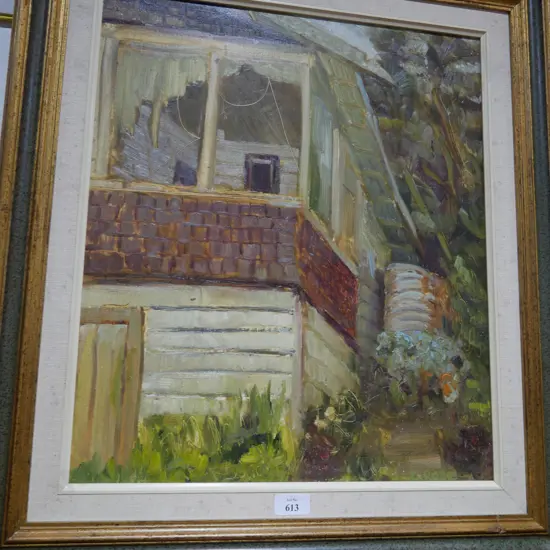 Framed oil painting, C.Rose
