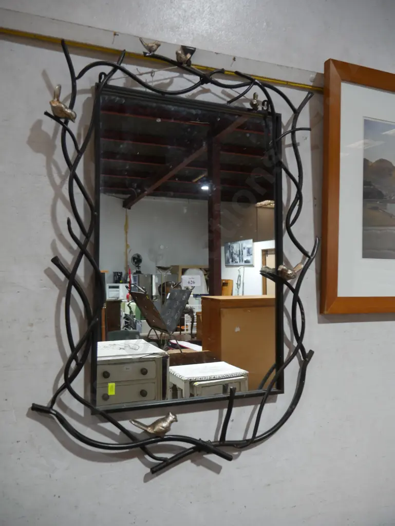 Metal framed wall mirror Image 1++