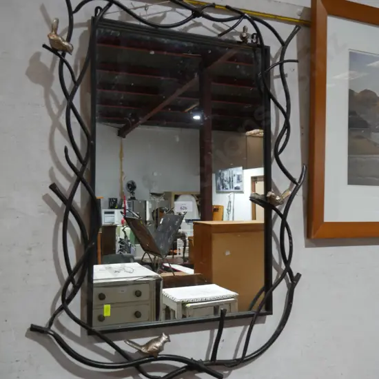 Metal framed wall mirror