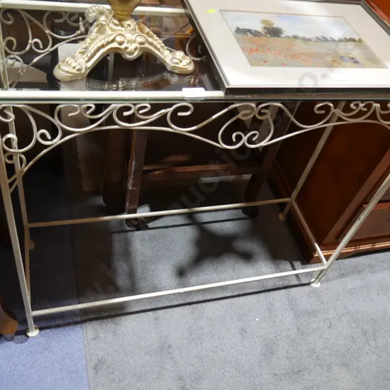 Wrought iron and glass hall table