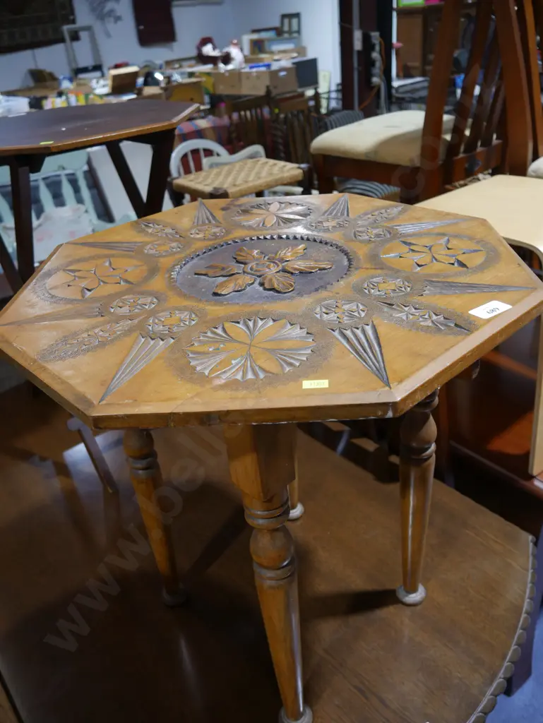 Carved topped side table Image 1++