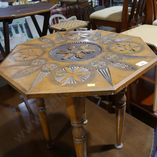 Carved topped side table