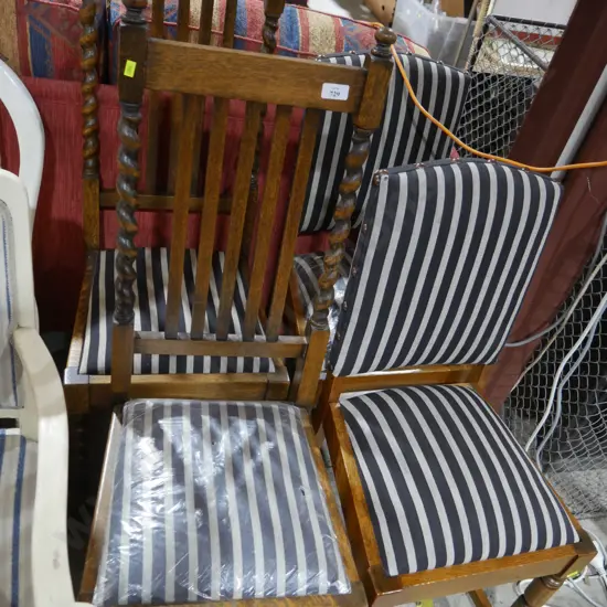 Two barley twist dining chairs, one A/F etc
