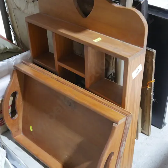 Wooden tray, hanging shelf