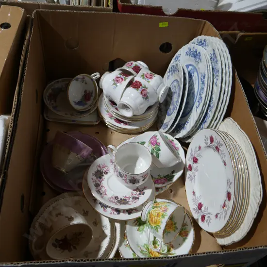 Box of assorted china