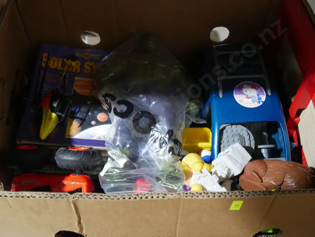 Six boxes of assorted sports gear and toys Image 1++