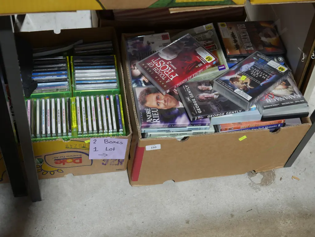 Two boxes of CDs, DVDs etc Image 1++