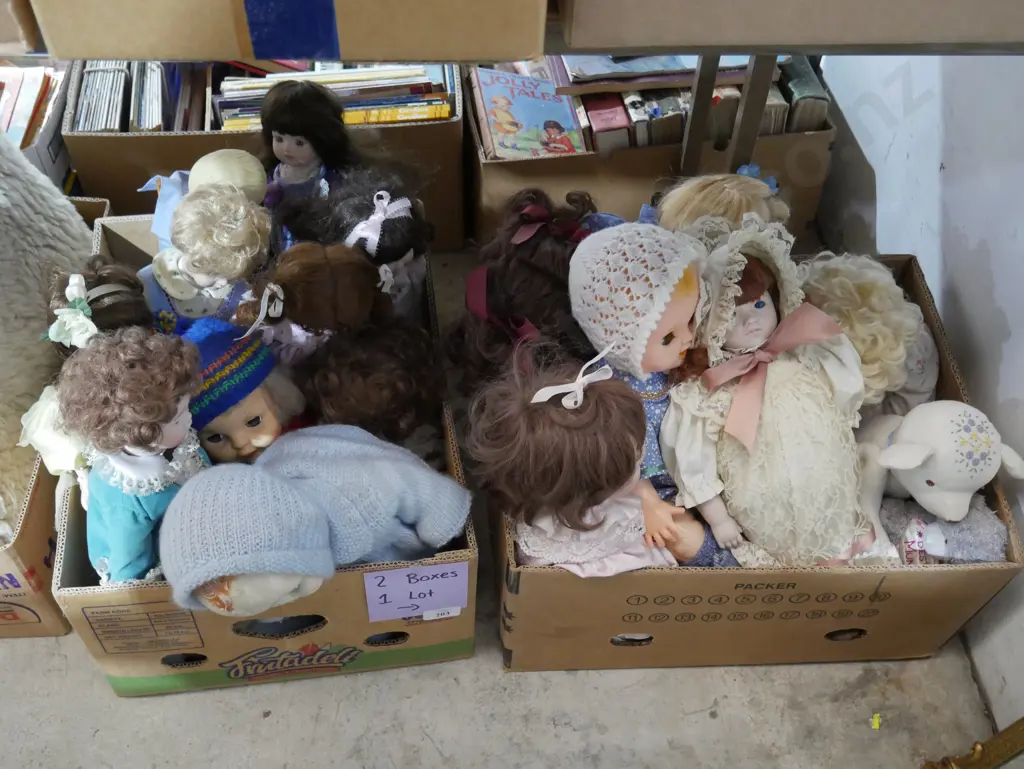 Two boxes of assorted dolls Image 1++
