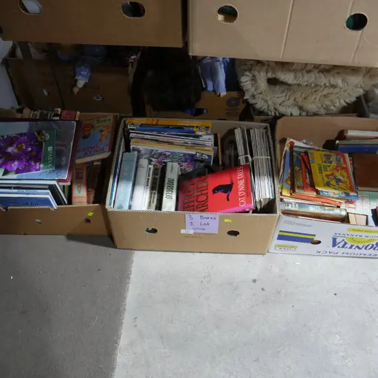 Three boxes of books