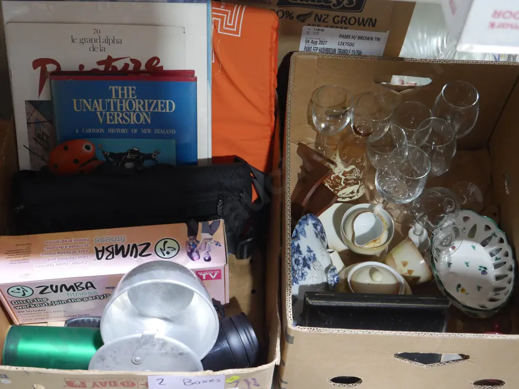 Two boxes of china, books etc Image 1++