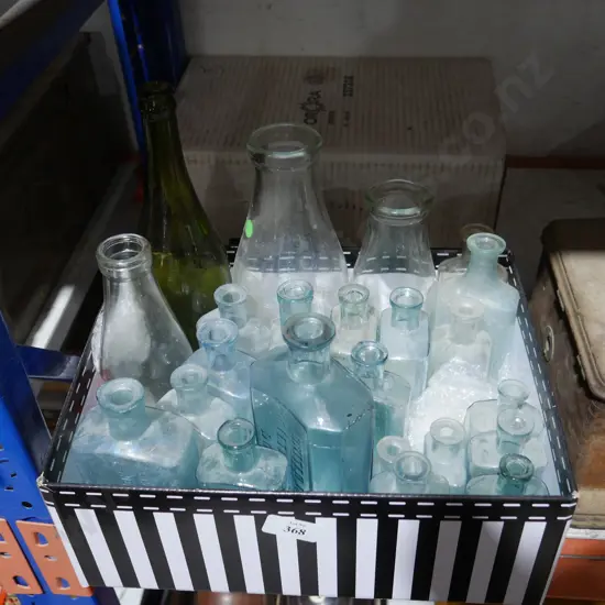 Box of old glass bottles