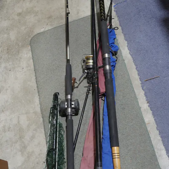 Assorted fishing rods etc