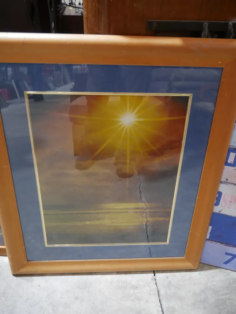 2 framed sunset pictures Woodend beach , clock Image 1++