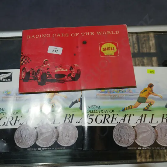 Shell trading cards and All Blacks coins