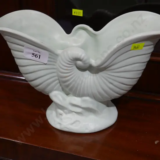 Crown Lynn Mint Green Nautilus vase