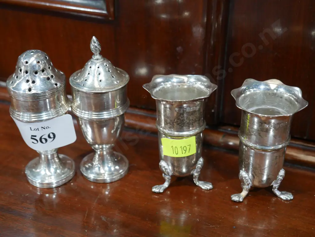 2 Sterling and 2 plated condiments Image 1++