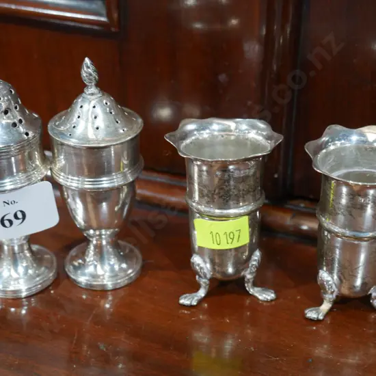 2 Sterling and 2 plated condiments