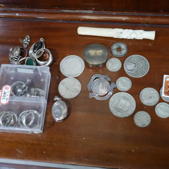 Silver coins and Stirling silver jewellery etc