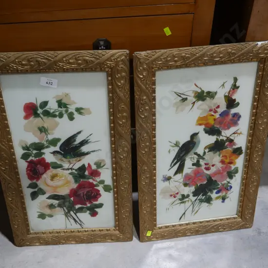 Two bird oil paintings