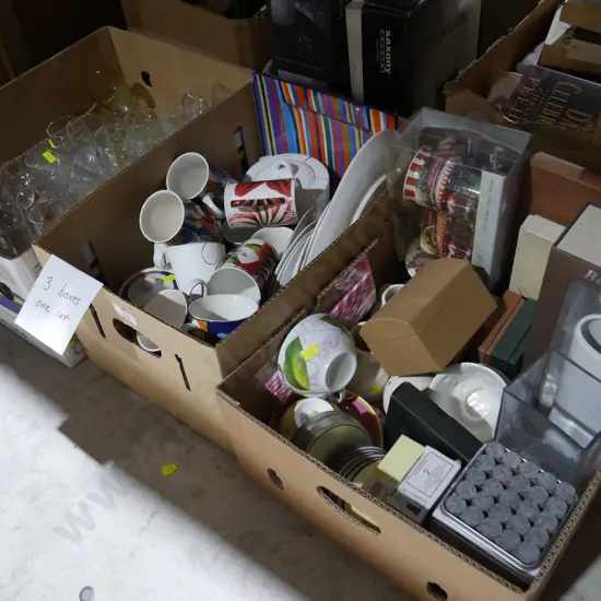 Glasses, mugs,3 boxes