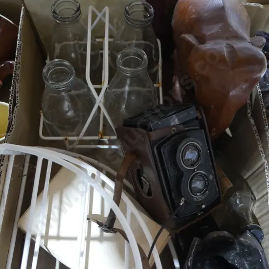 Milk bottles, camera etc