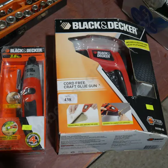 Cordless screwdriver, glue gun