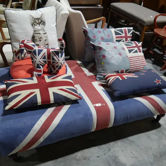 English stool and cushions