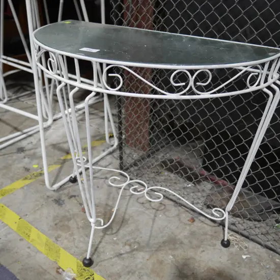Half round metal Hall table