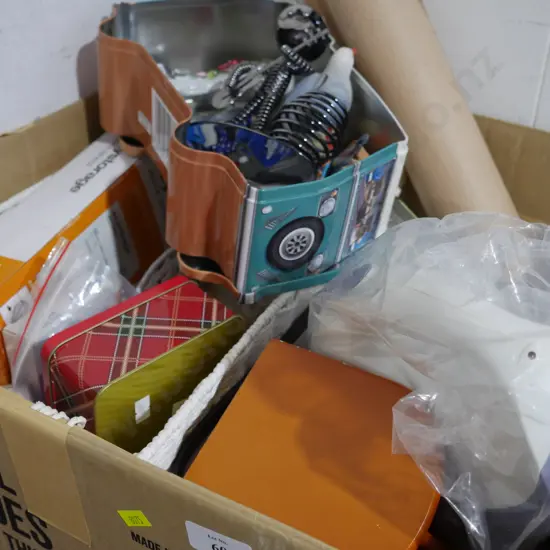 Box of fridge magnets, dust busters etc