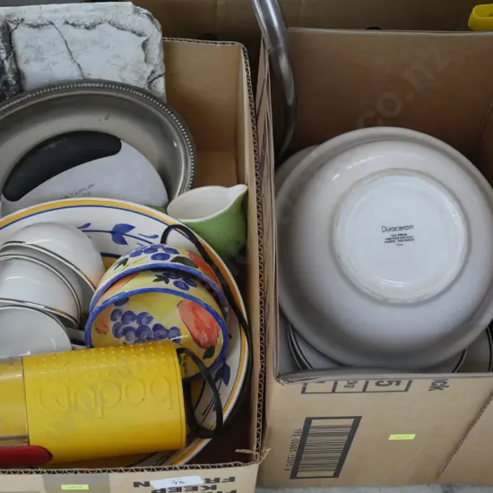 2 boxes dinnerware etc