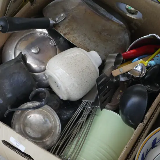 Pots, kitchen utensils etc