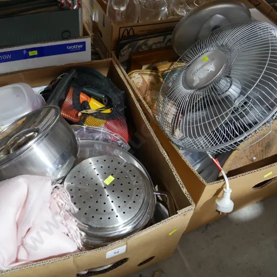 Box of pots, kitchen containers etc