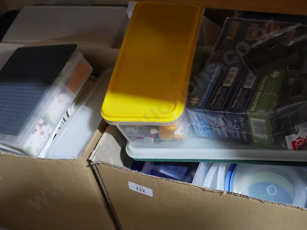 3 boxes plastic storage containers, glasses etc Image 1++