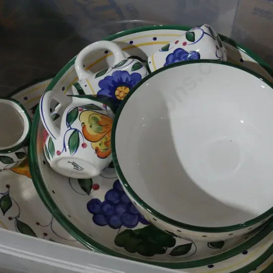 Bin of platters, bowls etc