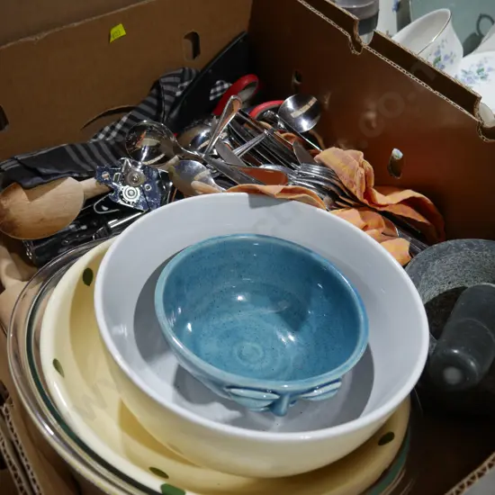 Mortar and pestle, cutlery etc