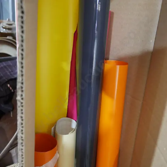 Rolls of coloured paper