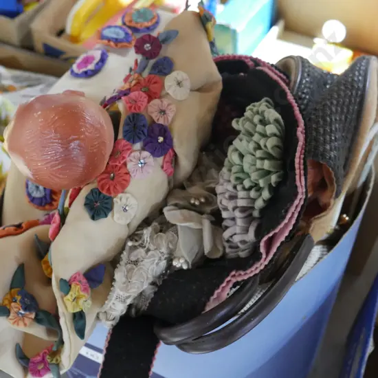 Hand bags, foot stool