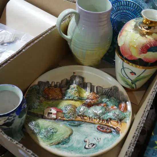 Crown Devon jug, old tupton vase etc