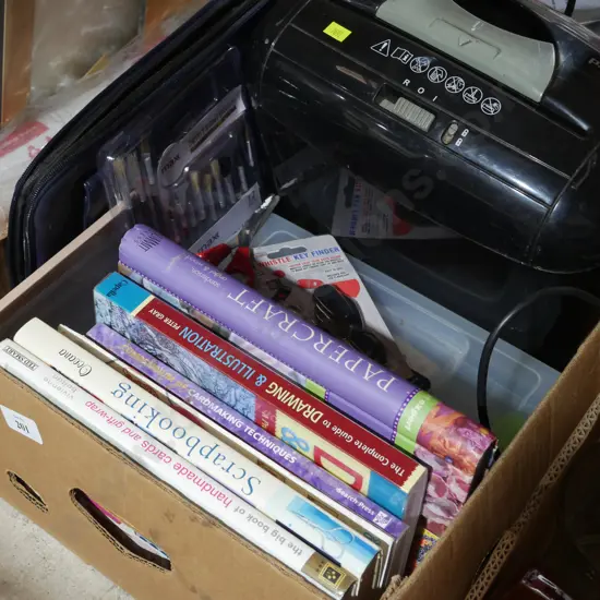 Books, paper shredder etc