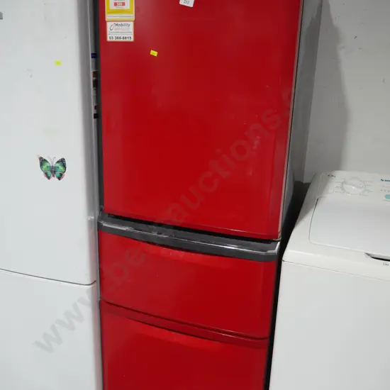 Mitsubishi fridge freezer in red
