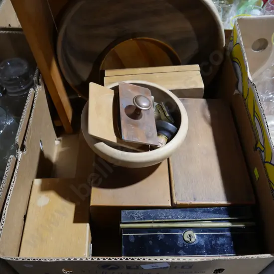 Wooden boxes etc