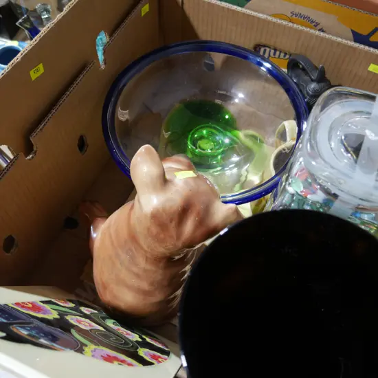 Marbles, glass bowl etc