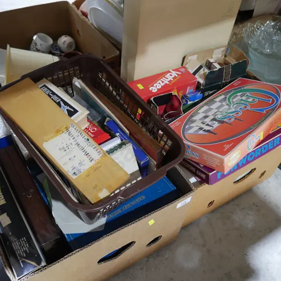 2 boxes of vintage board games etc