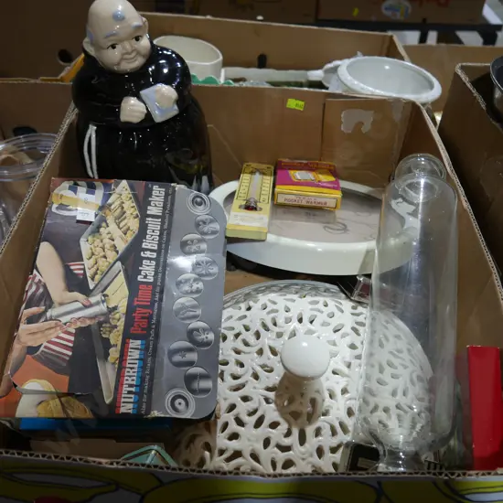 Monk biscuit barrel, kitchenware etc